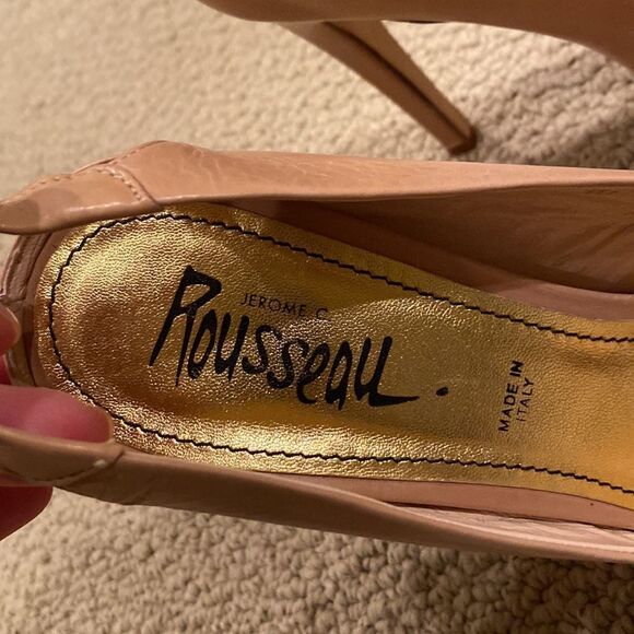 Jerome c. Rousseau 38.5 nude peep toe heels with bow back - Picture 3 of 6